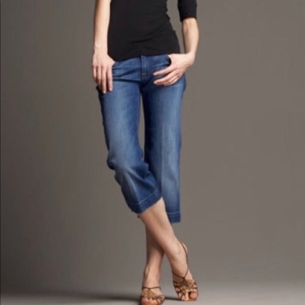 7 For All Mankind DOJO Dark Wash Crop Wide Leg Jeans Sise 26 Y2K